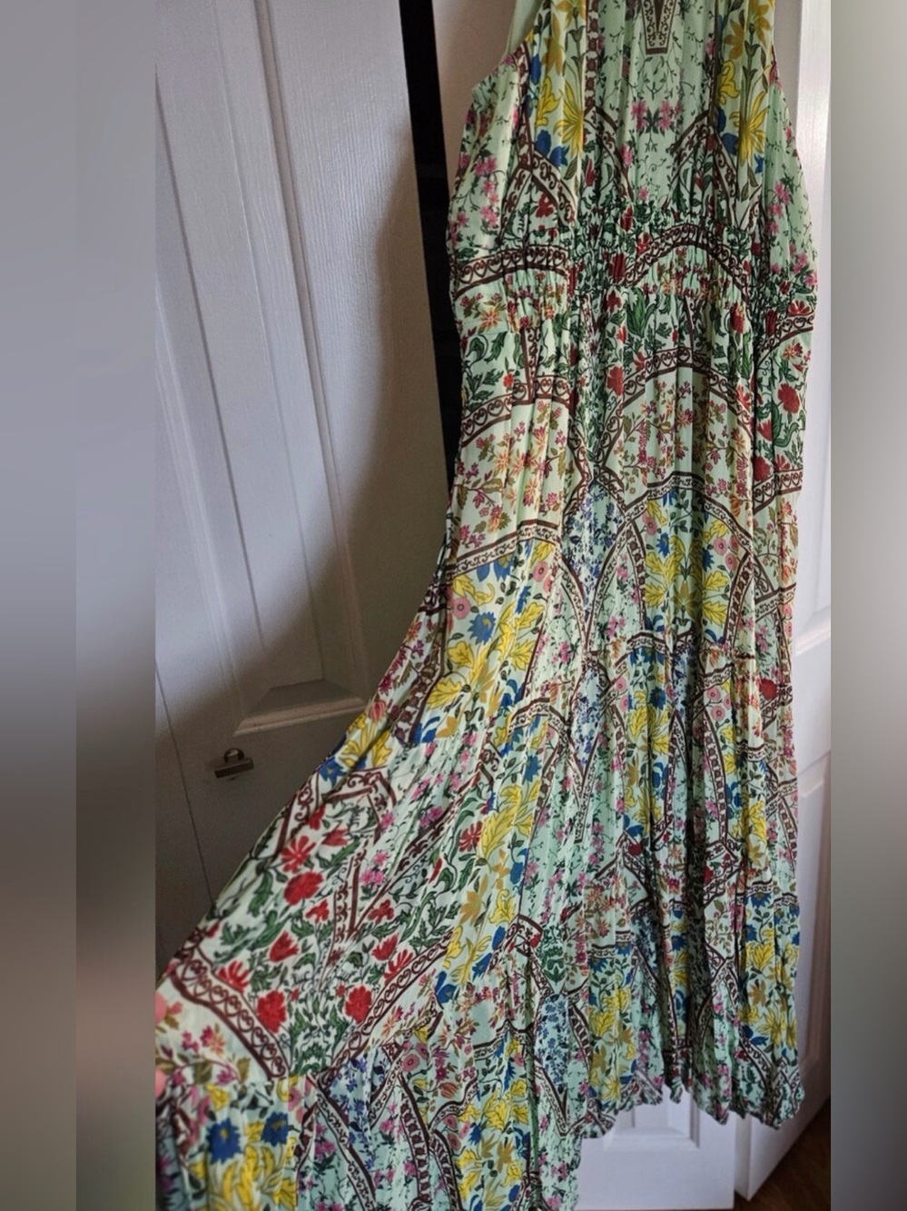 Anthropologie Halter Floral Maxi Dress in Mint, Yellow & Green - Picture 9 of 10